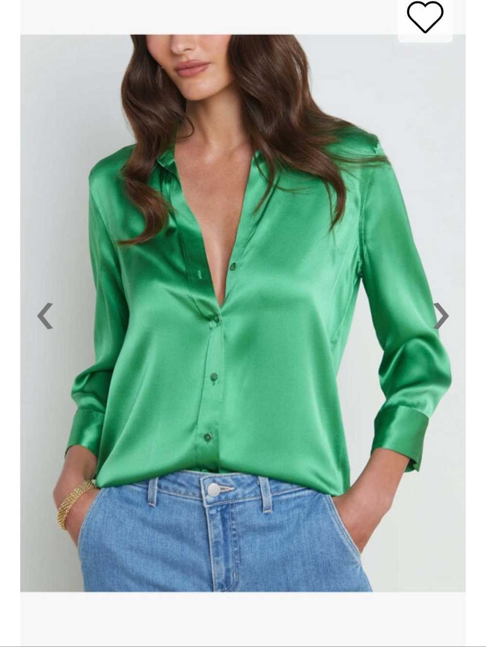 Women’s Green Satin Button-Up Blouse